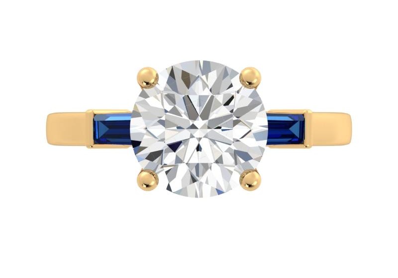 Round Lab Grown Diamond Three Stone Engagement Ring